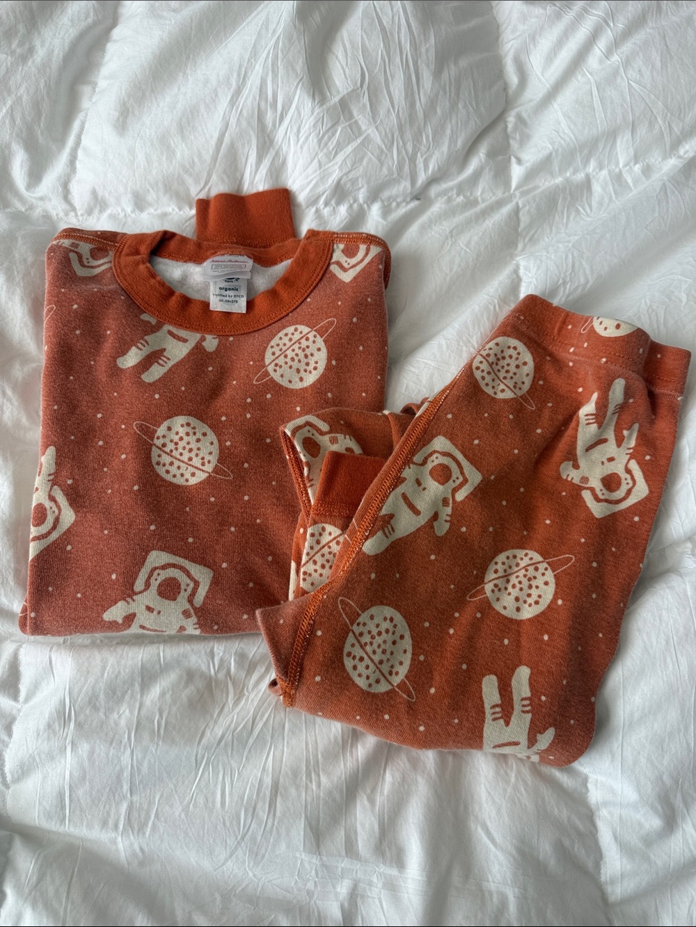 Hanna Andersson Rust Orange Space Astronaut Pajama Set